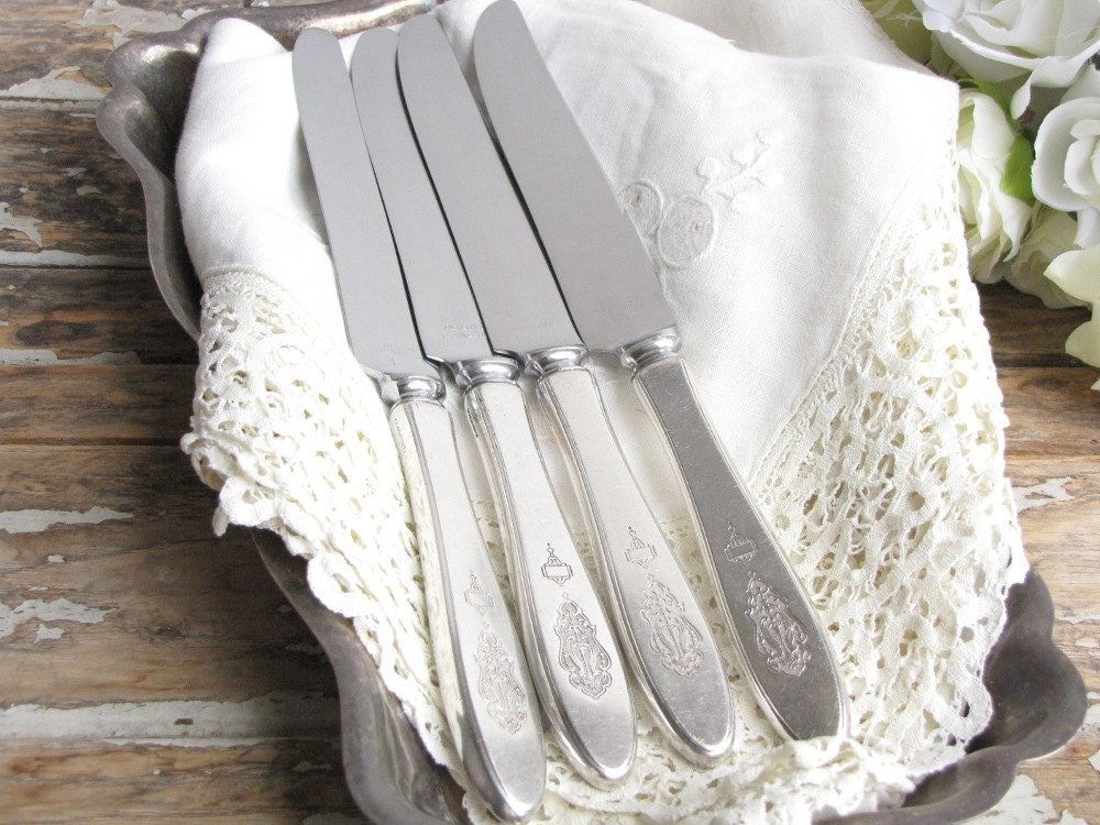 Antique Silverplate Knives 1923 Community Plate Bird Of Paradise Pattern