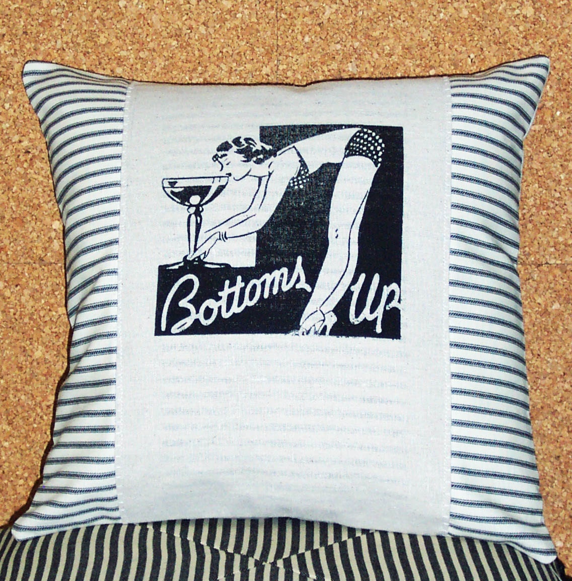 Decorative Throw Pillow Cushion Cover with Fun Flirty Pin Up Girl Screen Print