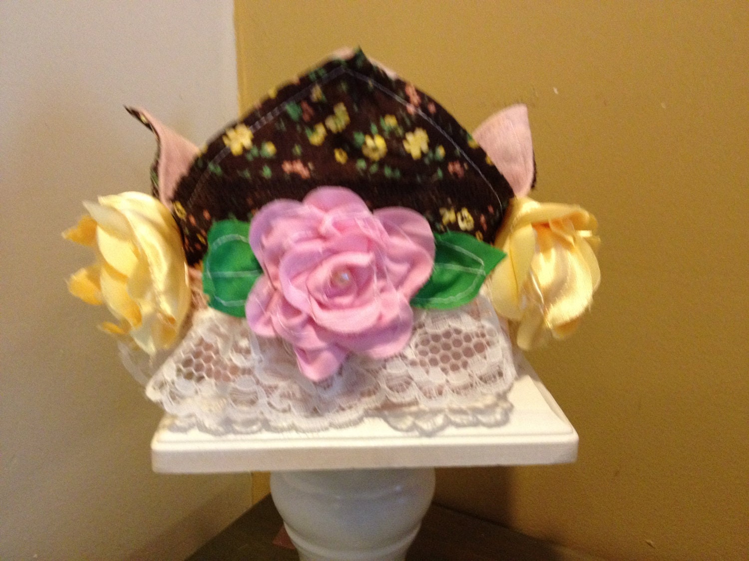 Birthday Crown - Party Hat - Photo Prop - Pink, Brown and Yellow Crown - Princess Dress Up - Birthday Hat