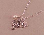 Little Girls Cross Necklace, white pearl, personalized baptism necklaces, confirmation gifts, first communion gift, goddaughter