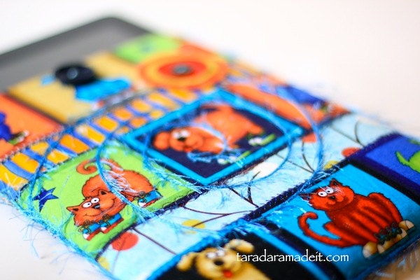 Handmade iPad Cover - Funky Cat and Dogs Il_570xn