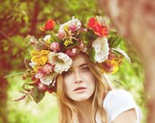 Floral-Crown-Bridal-Flower-Hair-Piece-Headpiece-Wreath-Fascinator-Fall-Wedding-Whimsical-Spring-Garden - EllaGajewskaHATS