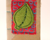 Handmade Journal: 'Love' Bright Green Leaf Felt Blank Book