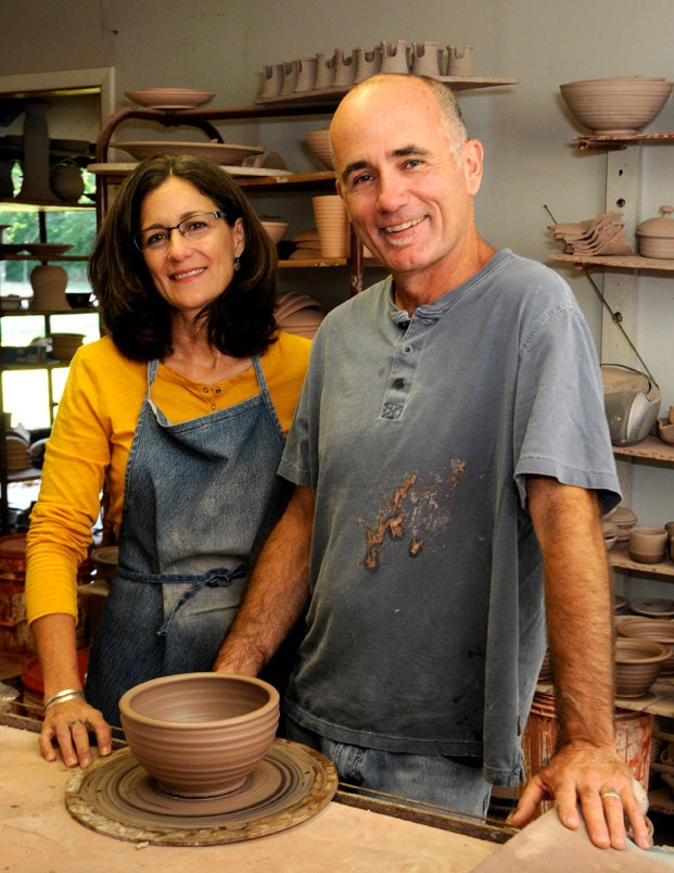 In Stock, READY TO SHIP- Yarn Bowl, Knitting Bowl - Handmade Pottery in our Earthy Brown Glaze