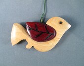 Bird partridge in a pear tree wooden bird woodland creature red Christmas ornament