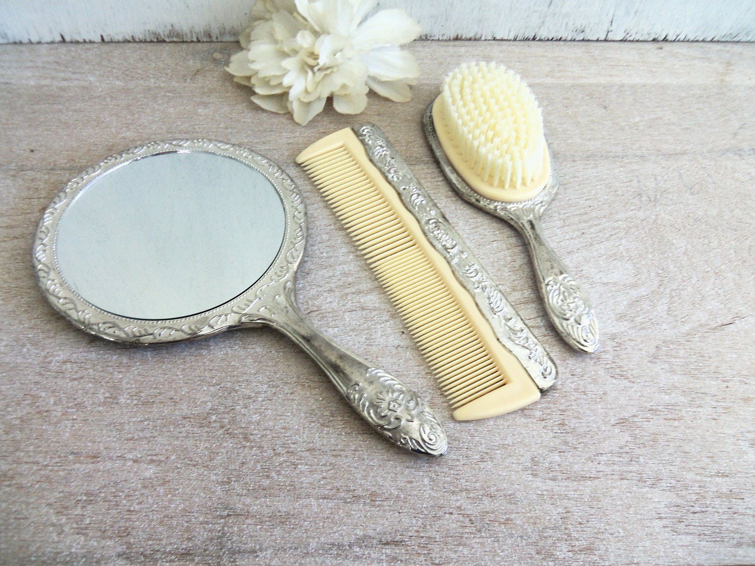 Reserved for ecroweshops--Vintage Silverplate Grooming Set