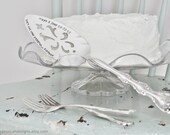 PERSONALIZED Hand Stamped Vintage Wedding Cake Fork & Server Set - Add Your Names and Wedding Date - Serve and Eat Your Cake In Style