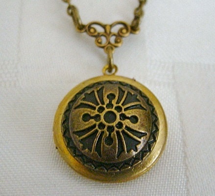 Gold Medallion Locket Necklace Wedding Bride Easter Graduation Birthday Anniversary Small Petite Tiny - Cassidy