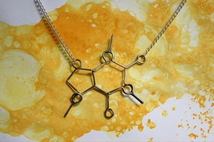 Caffeine Molecule Necklace - Coffee Lover Jewelry - Gift for friend, co worker, boss, sister, mom, coffee lover, for her, under 30