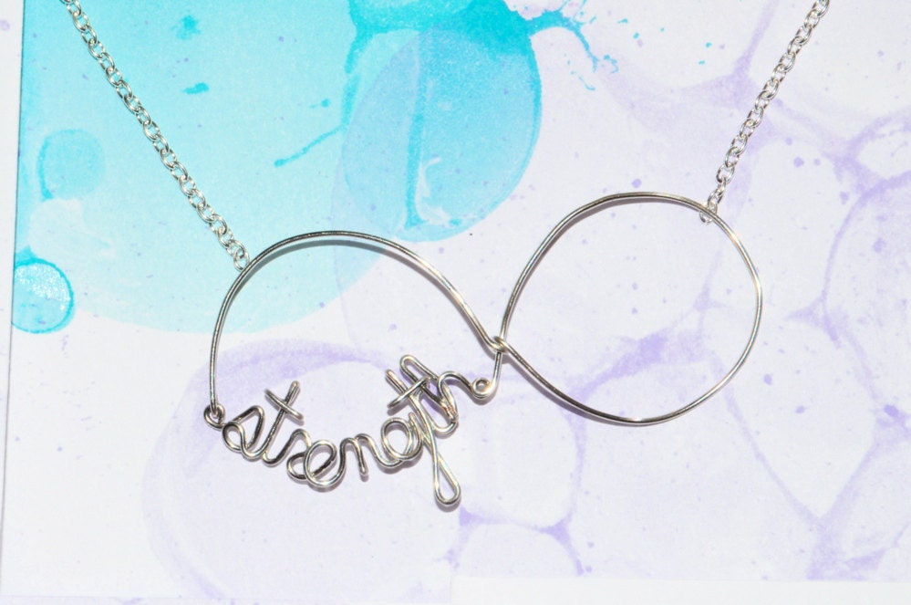 Eternal Strength Necklace - Silver Inspiational Wire Word Jewelry
