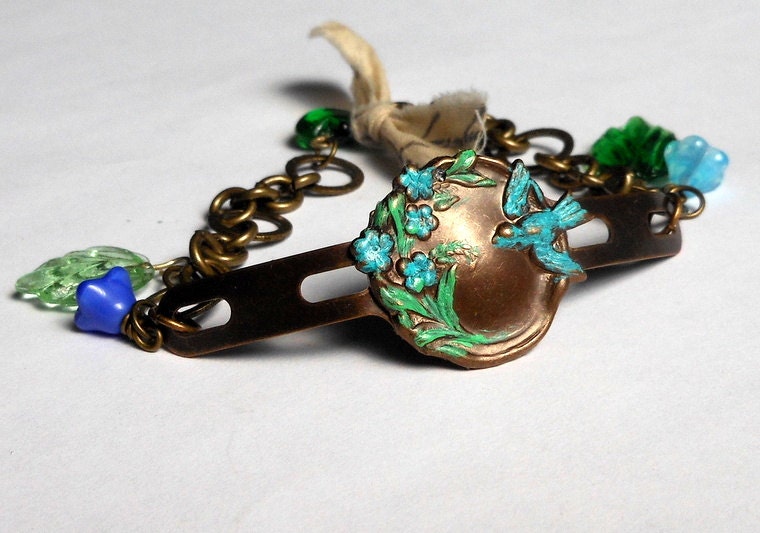 Bird Bracelet with Flowers