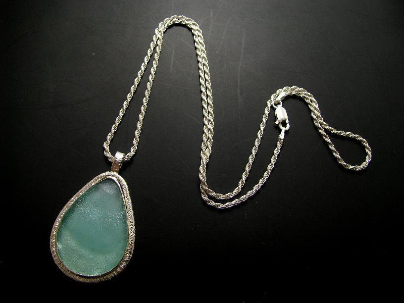 SALE 10% Discount Tear Drop OOAK 925 Sterling Silver Roman Glass Pendant Necklace