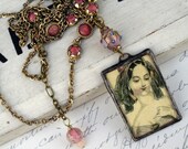 French Fashion Plate, Soldered Vintage Ephemera Necklace