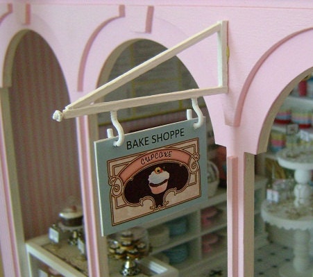 Custom SHOP BRACKET & Hanging SIGN Bake Shoppe - Dollhouse Miniature 1/12 th Scale