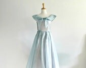 1950s Party Dress / 50s blue dress / blue and pink prom dress / wedding dress / reception dress / bridesmaid  / small
