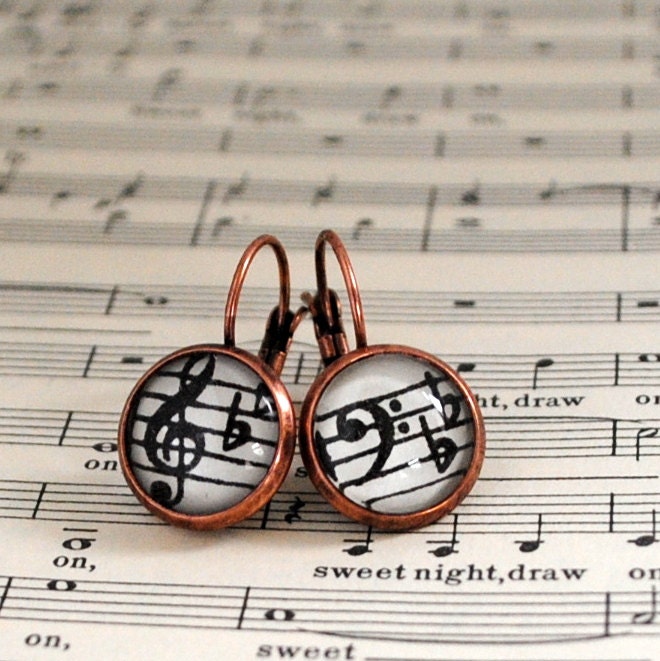 Harmony Music Note Earrings Vintage Copper