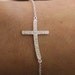 Dainty Sterling Silver CZ Large Sideways Cross Bracelet, Everyday Wear
