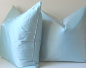 Set of Two - Ice Blue - Aqua Silk  - 20 inch -  Decorative Pillow Covers - aqua - ready to ship