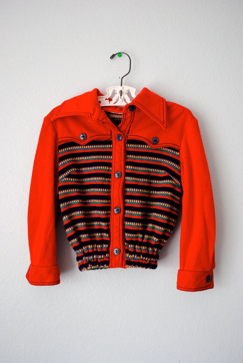 vintage toddler girl red rainbow sweater/sweatshirt