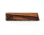Skinny Tie Bar : Personalized / Monogrammed / Custom Text Wood - Tie Clip - Groomsmen Gift - Birthday - Anniversary Gift