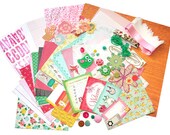 Baby girl green pink and yellow scrapbook kit