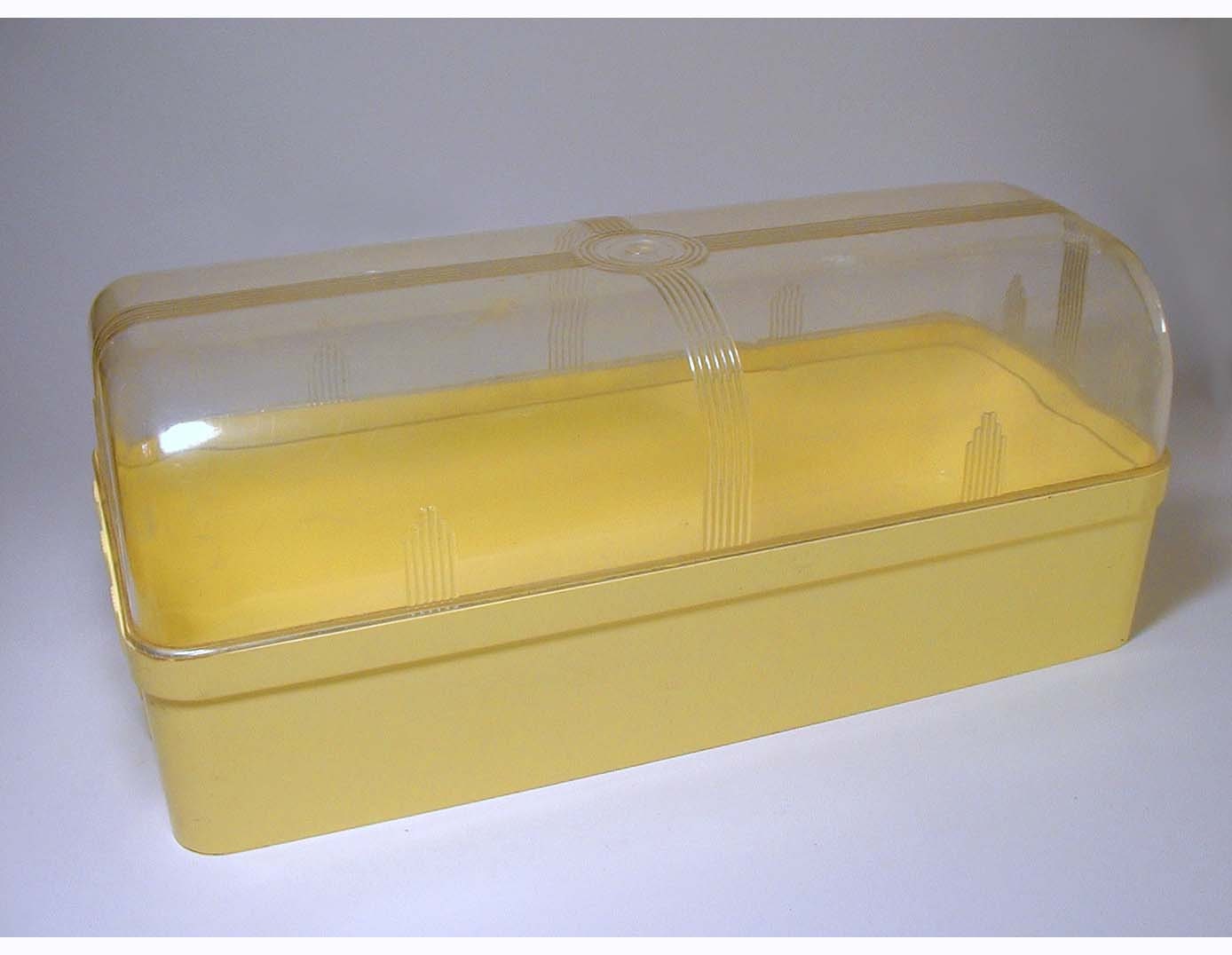 Vintage Yellow Plastic Bread Box/Craft Box by