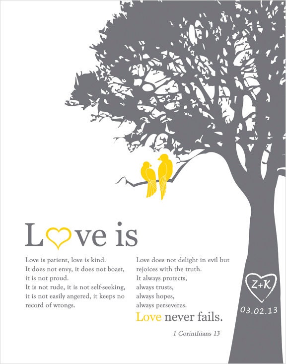 Wedding Anniversary Gift Love is patient Personalized Wedding Gift 1st Paper anniversary gift Bridal Shower Engagement Gift Wedding Tree