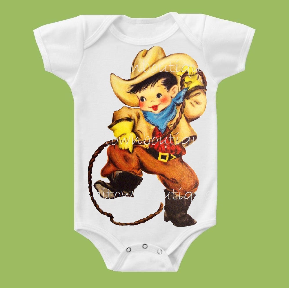 Vintage Cowboy One Piece Baby,Tank or T-Shirt 0-3m- Adult  by ChiTownBoutique.etsy
