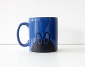 The Ramlee . hand painted mug . dark blue monster