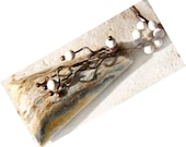 Natural Stone Necklace - OOAK Fossil Jasper Pendant - Neutral Beige Sand - Antiqued Copper - White Turquoise Necklace - Boho Beach Tribal
