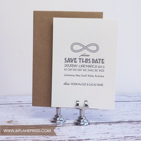 Letterpress Save The Date Invitation - Infinity