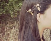 Gold Leaf Branch Bobby Pins - Gold Bridal Hair Pins Bridal Bobby Pins Bridal Hair Clips Rustic Woodland Wedding Bridal Hair Accessories Cute