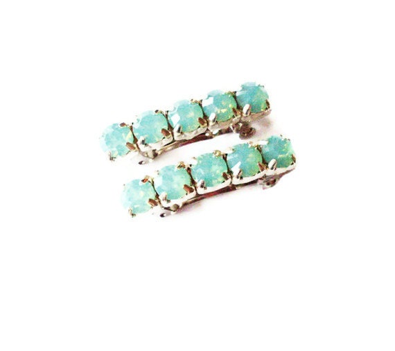 Mint Bridal Hair Accessories Mint Wedding Hair Accessories Mint Bridal Hair Clips Mint Wedding Hair Clips Rhinestone Hair Clips Seafoam