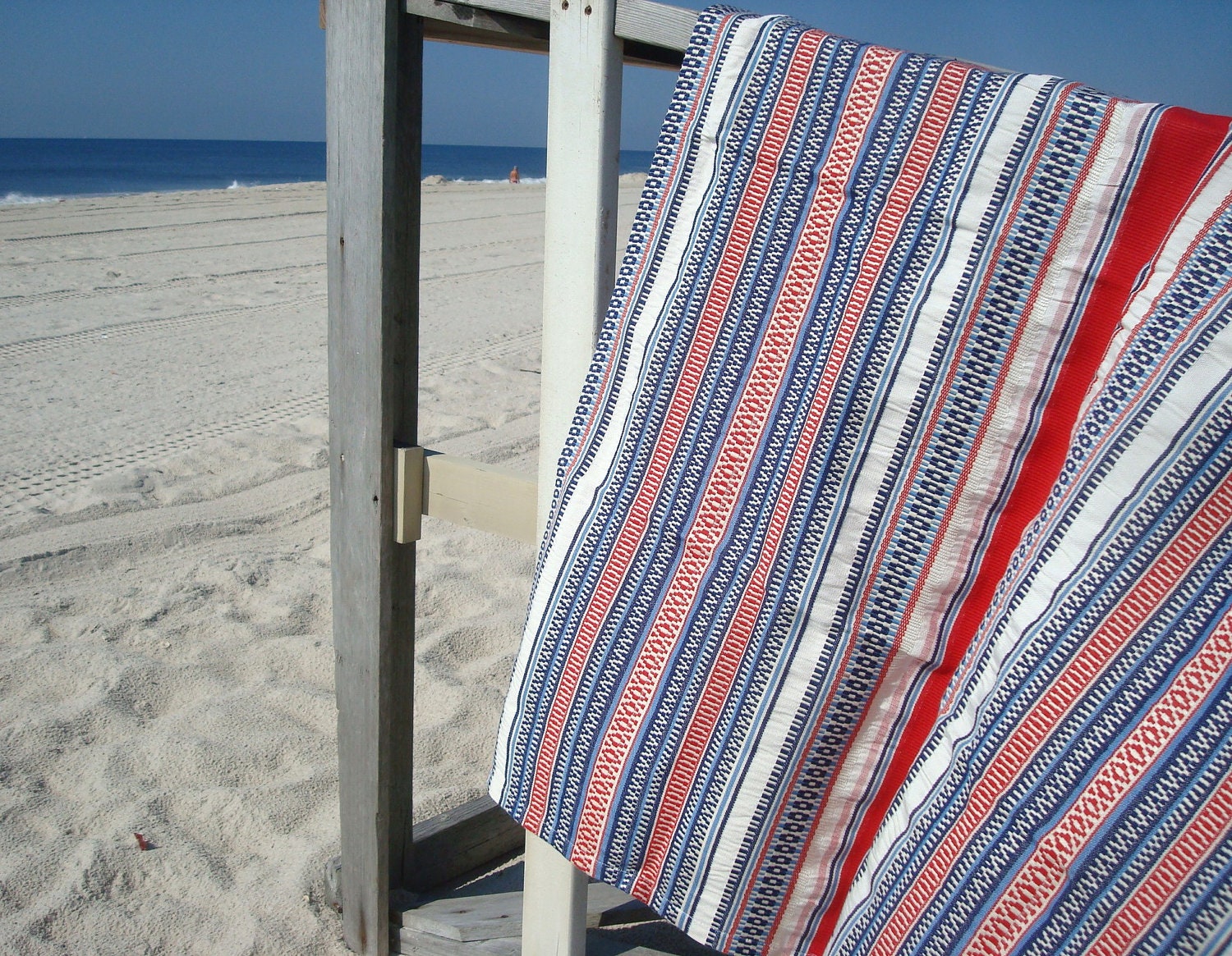 Red White Blue / Ribbon Stripe / Beach Blanket / Picnic Blanket / Campus Blanket
