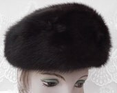 Vintage 1960s Hat Mink Deadstock NOS Dark Brown Retains Original Tag Gimbels