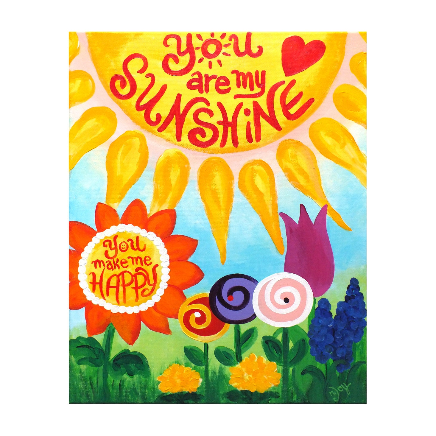 Childrens Wall Art for Girls, You Are My Sunshine, PRINT 16x20, Wall art for nursery