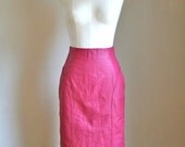 LAST CALL...sale // vintage leather skirt -  high waisted 'Pink Pencil' skirt / xs