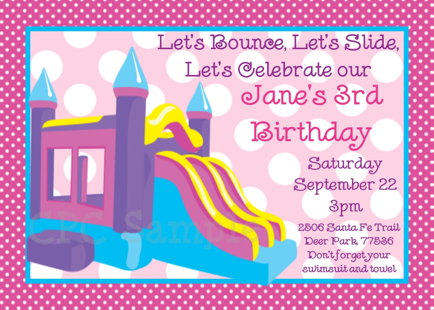 Bounce Castle Birthday Invitation Bounce House Birthday Invitation Printable