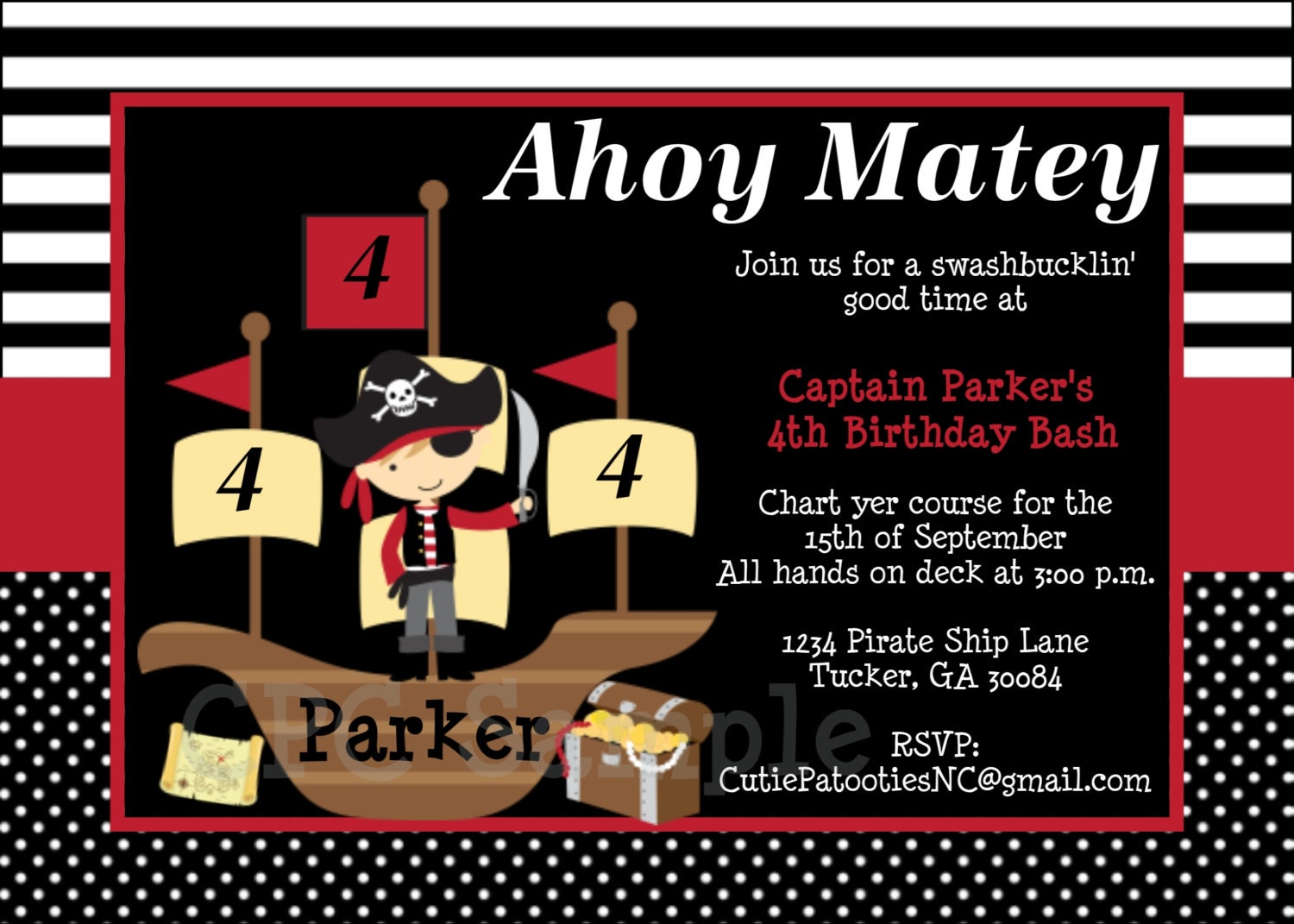 Pirate Birthday Invitation , Pirate Birthday Party Invitations , Print Your Own Printable or Have us Print Il_570xn