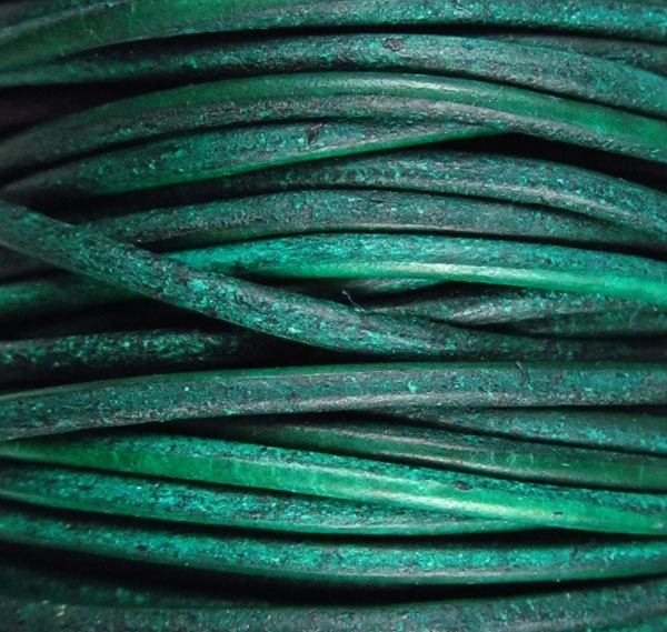 2 Yards - 2mm Natural Dyed Turquoise Leather Cord