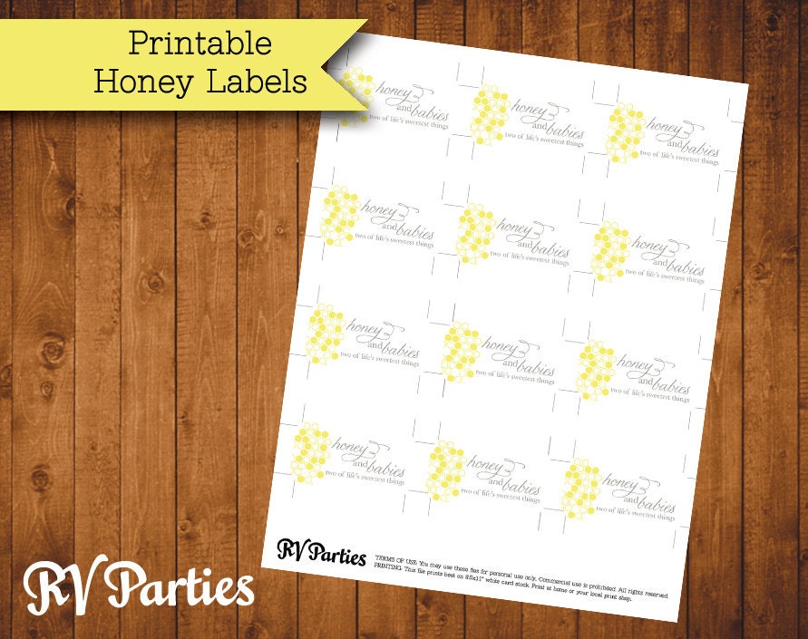 INSTANT DOWNLOAD Bumble Bee Baby Shower Honey Labels JPEG