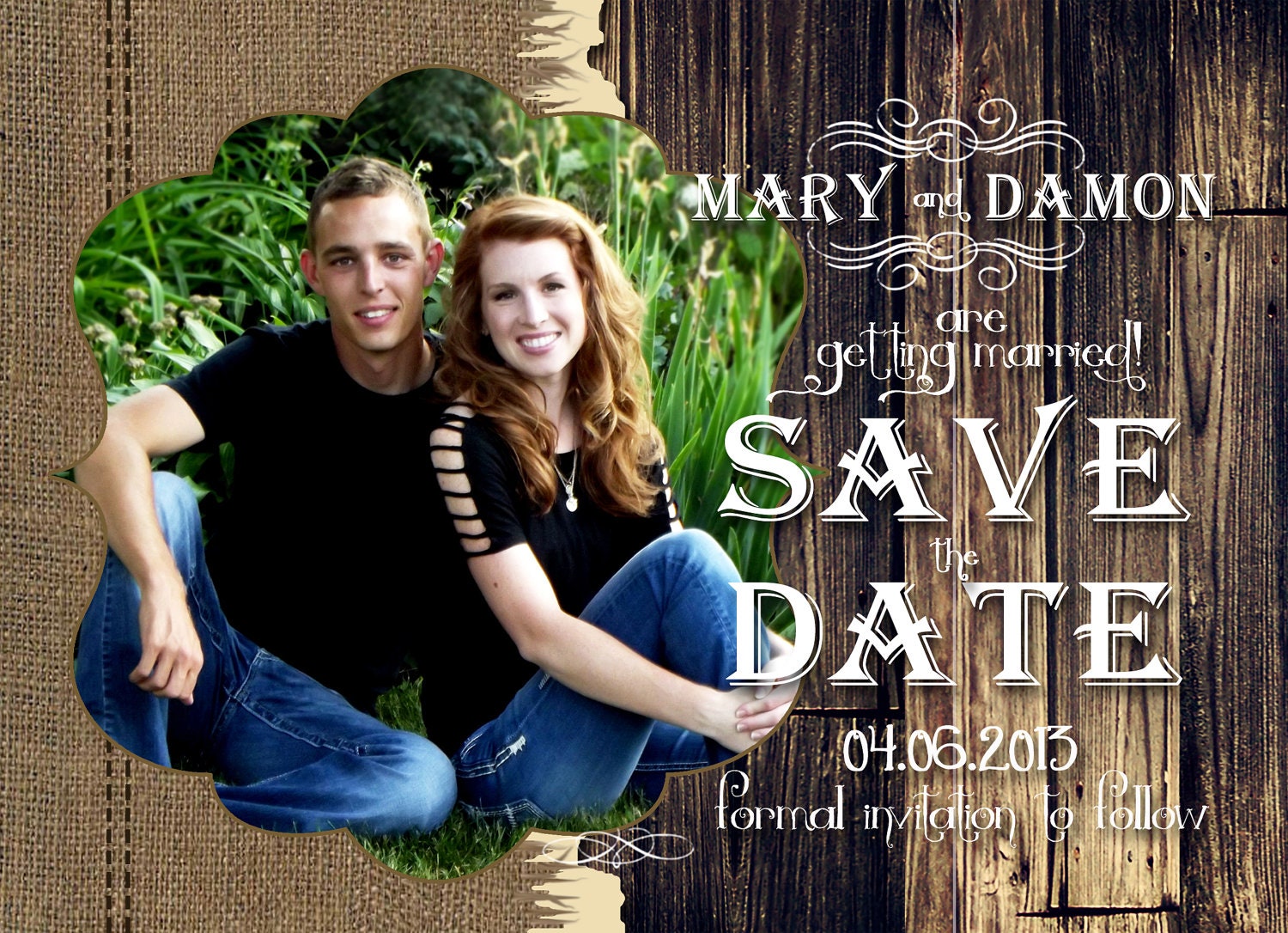 Rustic Save the Date Invitation Vintage style DEPOSIT