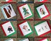 choose your set of 10 holiday christmas cards - custom personalized traditional handmade seasons greetings - set of 10