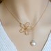 Flower and Pearl Silver Necklace, Bridal Accessories.STERLING SILVER necklace, Bridesmaids jewelry, Birthday, best friend gift