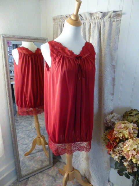 Glam Garb Blouse Tunic Ruby Red S/M Romantic Elegant Victorian Vintage Hand Dyed Embellished OOAK Creation