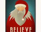 8x10 Santa Believe Minimalist Christmas Poster Art Print