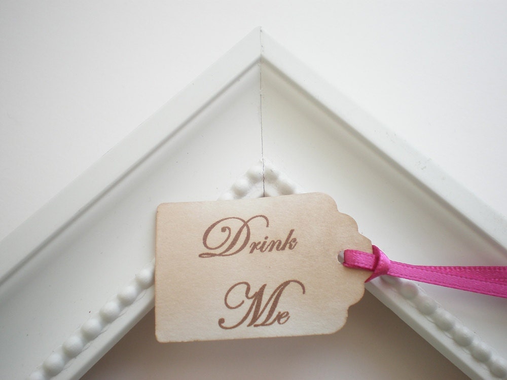 Drink Me Tags Wedding Favor Tags Gift Tags Vintage Style Script Hang Tags Set Of 12