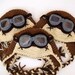 Crochet Aviator Hat Set with Goggles - tan and beige-Photo Prop - adult size