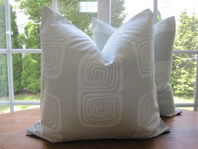 2 Pillows, Decorative Throw Pillow Covers, Set of 2 Designer Aqua Squares Pillow Covers 20 x 20
