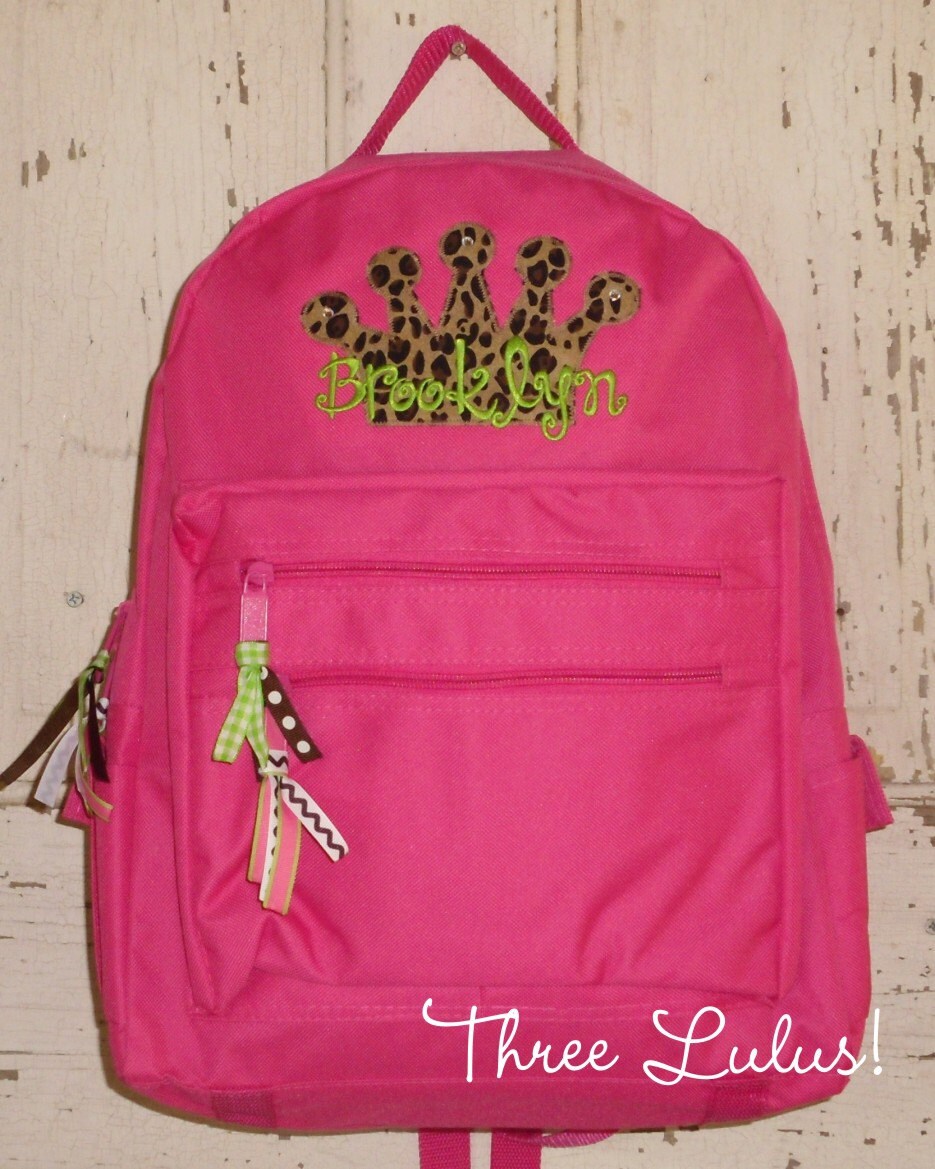 personalized backpack monogrammed applique princess by personalized backpack monogrammed applique princess by